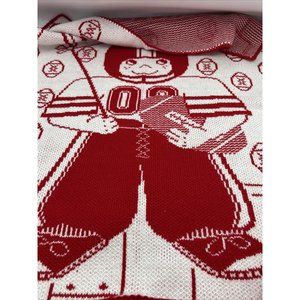 Baby Blanket Footballs Player Flag Red White Cotton Knit Blankie Soft 24x31 Inch
